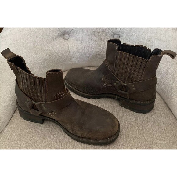 GBX Leather Boots Sz 7.5 Brown Harness Moto Boots Riding Ankle Boots Mens 42452 - Picture 7 of 9